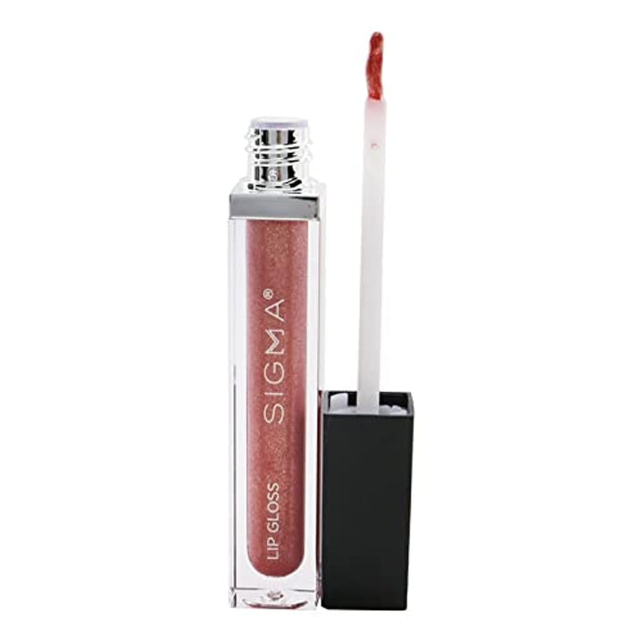 Sigma Beauty Moisturizing Smooth Tinted Lip Gloss Shimmer - Soft Rosewood Shimmer - Moisturizing, High Shine, Non Sticky Lip Gloss - Wear Alone or Over Lipstick - Secret Garden