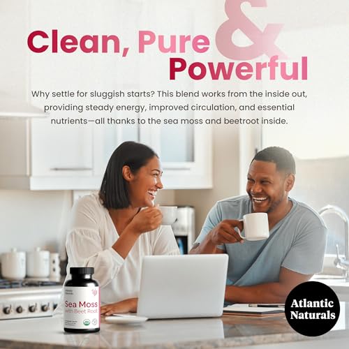 Atlantic Naturals Sea Moss with Beet Root Capsules - Premium Quality Multivitamin Supplement - Sea Moss Superfood to Support Immune Health, Blood Flow, Joint Health & Athletic Performance - 120 ct