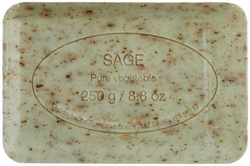 Pre de Provence Artisanal Soap Bar, Enriched with Organic Shea Butter, Natural French Skincare, Quad Milled for Rich Smooth Lather, Sage, 8.8 Ounce