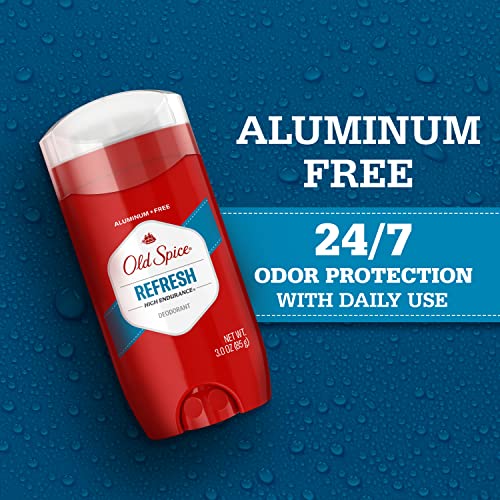 Old Spice Aluminum Free Deodorant For Men, High Endurance, 24/7 Sweat Defense & Odor Protection, 24/7 Freshness & Lasting Scent, Refresh Scent, 3.0 oz (Pack of 3)