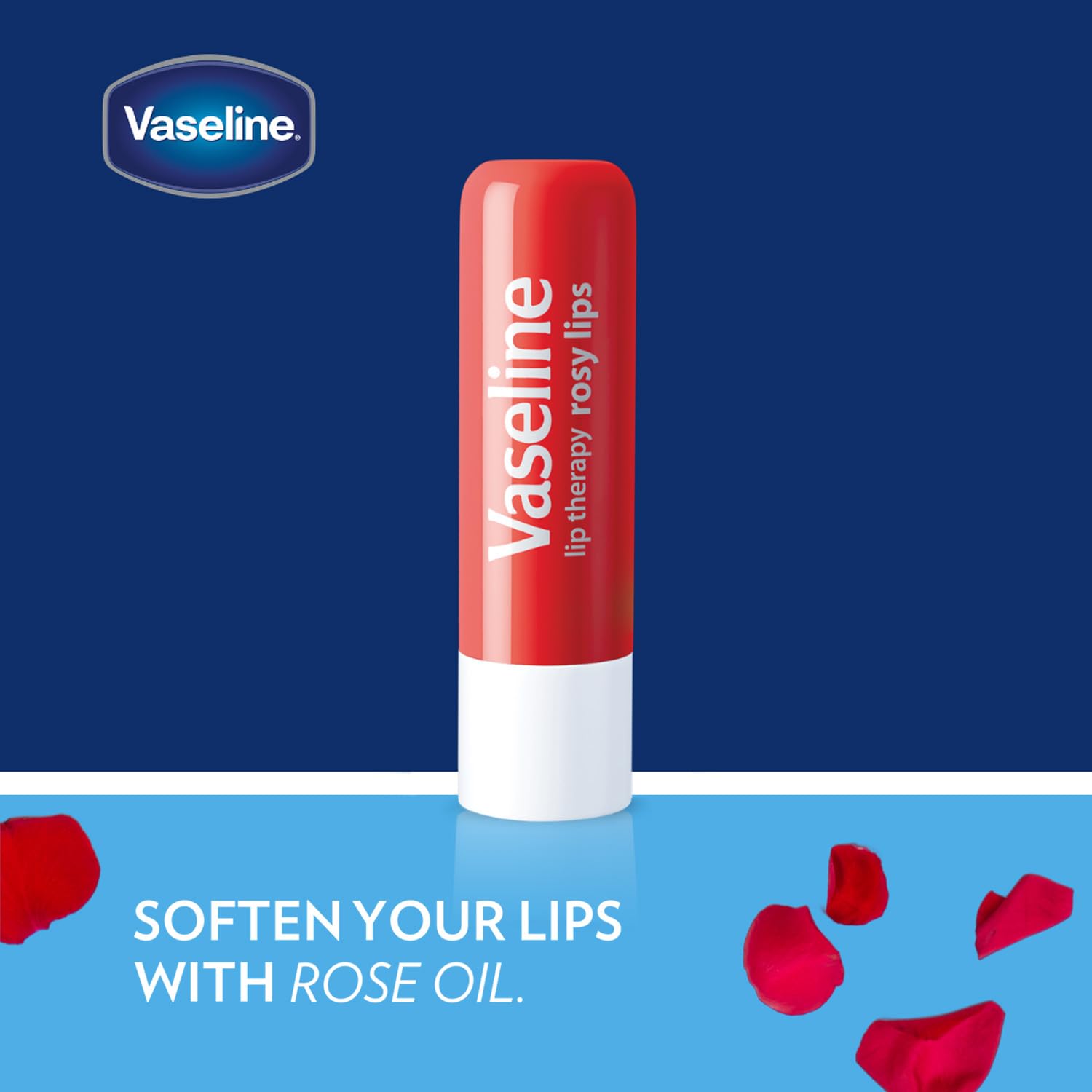Vaseline Lip Therapy Variety 4-Pack – Original + Rosy Lips Moisturizing Lip Balm with Vitamin E, 0.16 Oz Ea