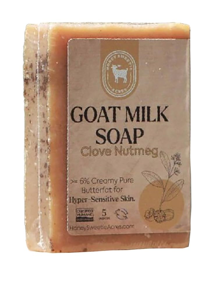 Honey Sweetie Acres Clove Nutmeg Goat Milk Soap - Handmade 5 oz Bar, Made with Natural Ingredients, Moisturizing & Gentle, Made in the USA