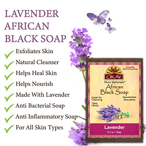 OKAY African Black Soap Lavender, Lavender, 5.5 Ounce