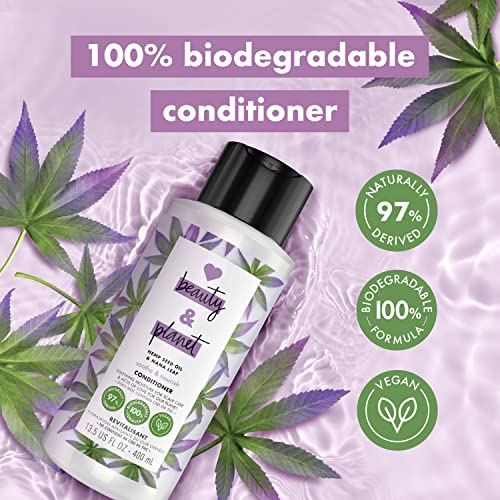 Love Beauty and Planet 100% Biodegradable Hydrating Conditioner Soothe & Nourish Dry Scalp Hemp Seed Oil & Nana Leaf Vegan, Silicone-free, Cruelty-free Hair Care 13.5 oz