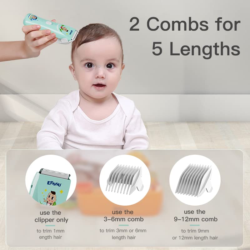ENSSU Baby Hair Clippers, Lower Noise Haircut Trimmers for Children with Autism and Sensory Sensitivity, Babies Infant Kids Waterproof Hair Cutting Kits