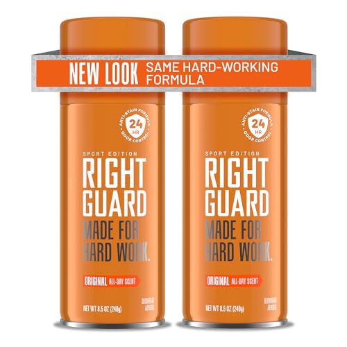 Right Guard Sport Original Scent Deodorant Spray - Aluminum Free Protection Spray Deodorant For Men, Blocks Sweat, 24-Hour Odor Protection, Anti-Stain, & Long-Lasting, 8.5 oz (2 Pack)