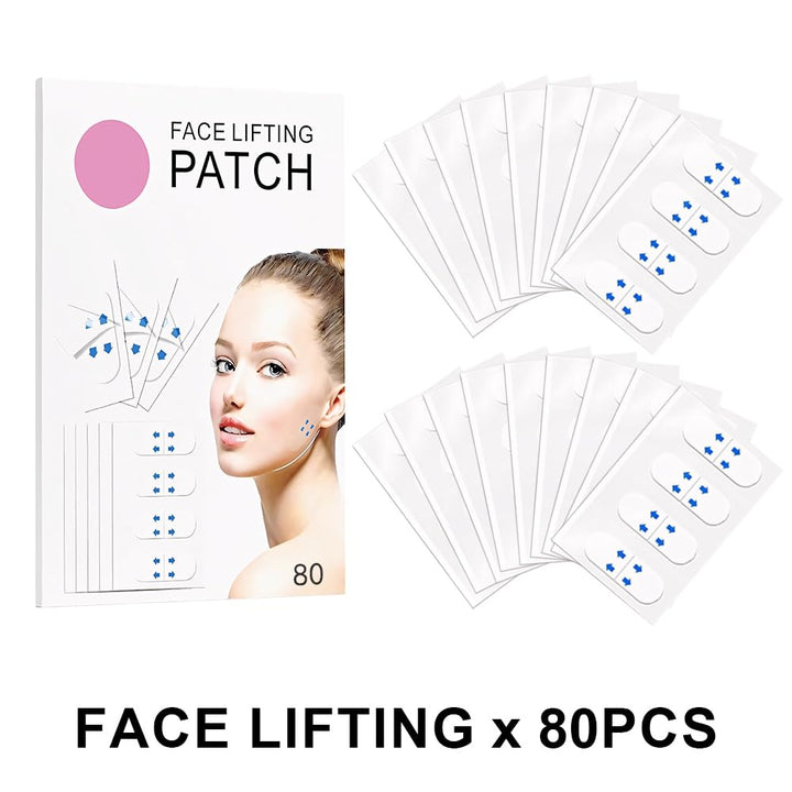 Kaely 80 Pcs Instant Face Lift Tape,Antiaging Body Shaping Tape,Neck Lifting Tape for Saggy Skin,Facelift Tape and Bands for Double Chin Jowls Thigh,Creates V-Shaped Face