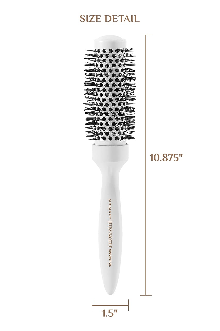 Cricket Ultra Smooth Coconut 1.5ââ‚¬Â Thermal Ceramic Barrel Hair Brush Anti-Static Heat-ResistantÃ‚ Hairbrush for Blow Drying, Curling and Styling All Hair Types