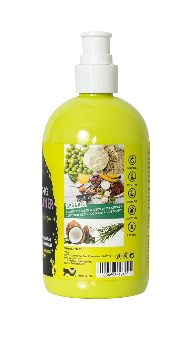 Esha Girl Natural – Curl Hydrating Conditioner - Moisturize 3C & 4C Curls with Coconut & Rosemary Oils, Biotin - Tropical Fruit Scent (12 Oz.)