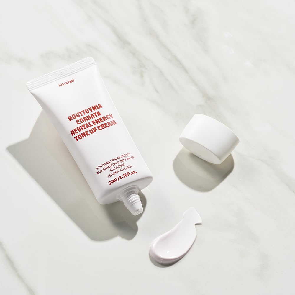 JUSTBEME Houttuynia Cordata Revital Energy Tone Up Cream/Instant Toning Effect – Evens Out Skin Tone - No Makeup Natural Look, Korean Skin Care (50ml / 1.76 fl oz)
