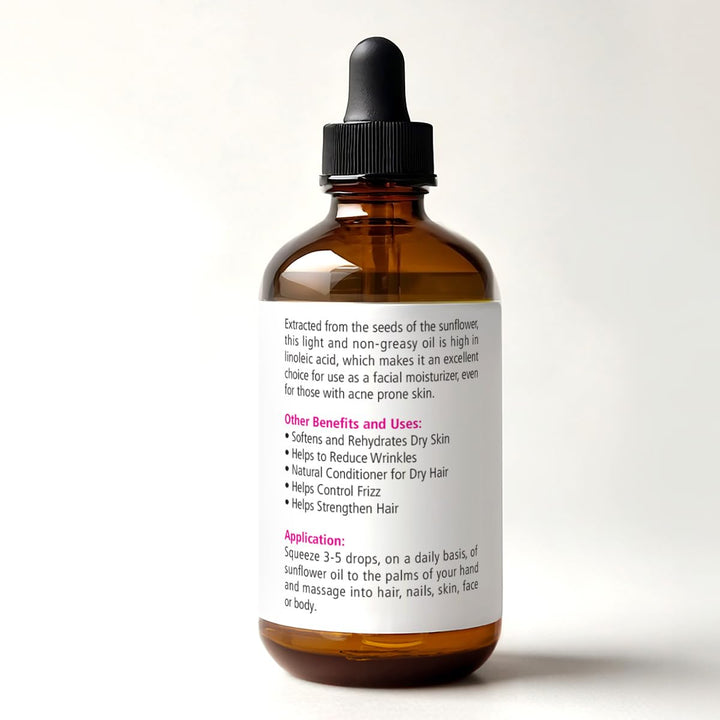 Renewalize Sunflower Seed Face Moisturizing Oil 4 oz size High Linoleic | Best for Acne Prone Oily Skin and Face