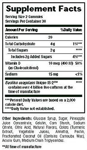 Probiotic Gummies by Nature's Bounty, Dietary Supplement, For Digestive Health, Natural Fruit Flavors, 2 Pack, 120 Gummies