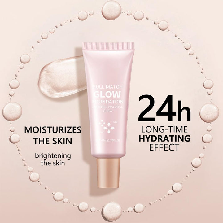 Full Match Glow Foundation, Enhance Foundation Natural Glow, Professional Coverage for a Flawless Look (Light, Large)