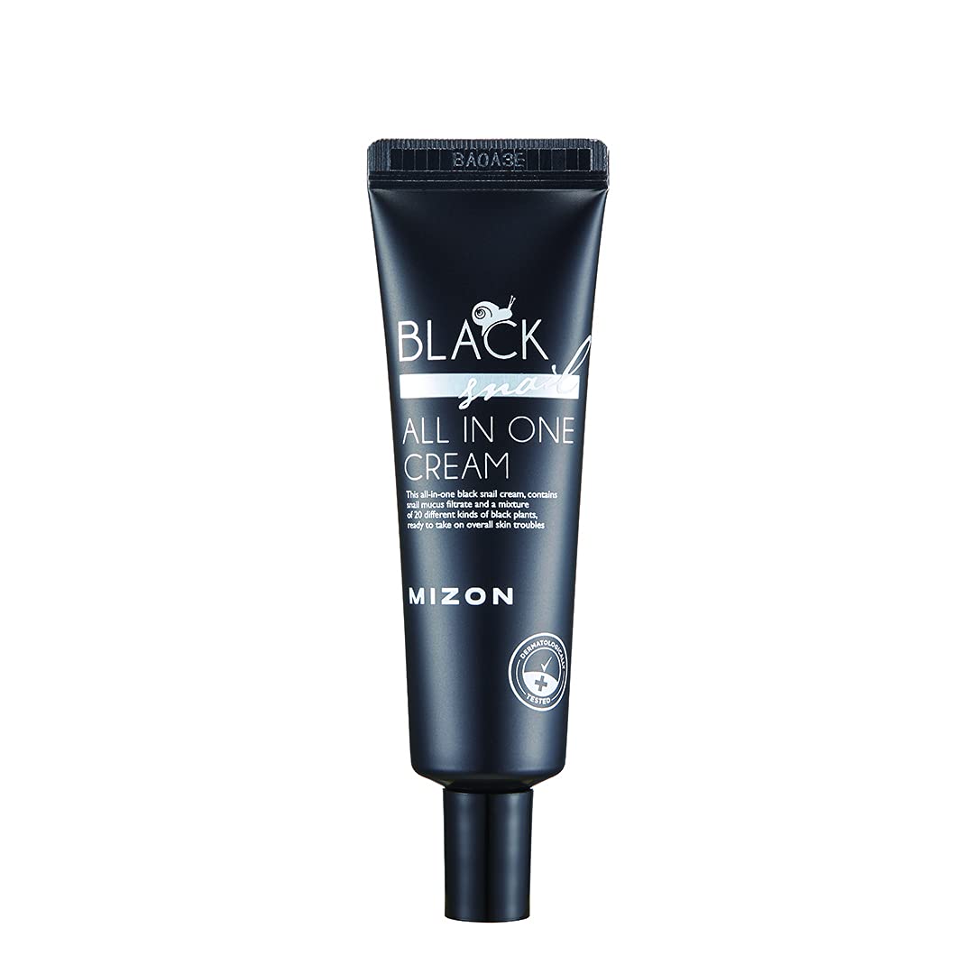 Mizon Black Snail All in One Cream, 90% Black Snail Mucin Extract, Day and Night Face Moisturizing Snail Mucin Extract, Anti-wrinkles, Blemish Care and Firming (Black Snail Tube (35ml))