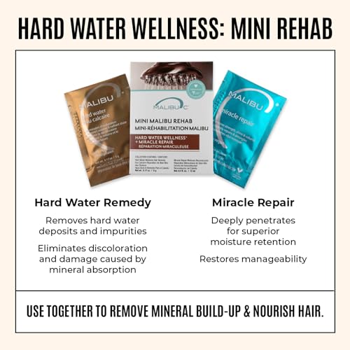 Malibu C Mini Malibu Rehab Hard Water Wellness - Contains 2 Remedy Packets - At-Home Hair Reconstructor and Mineral Removal Remedy - Sulfate Free Hair Care