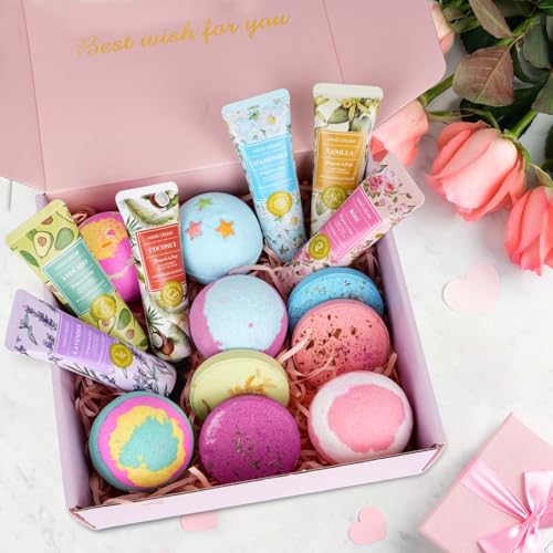 Bath Bombs for Women, Mothers Gifts Day for Mom, Relaxing Spa Baskets Gift Set, Self Care Gifts for Women, Birthday Bombs Gifts for Women, Mom, Coworker, Teacher, Nurse