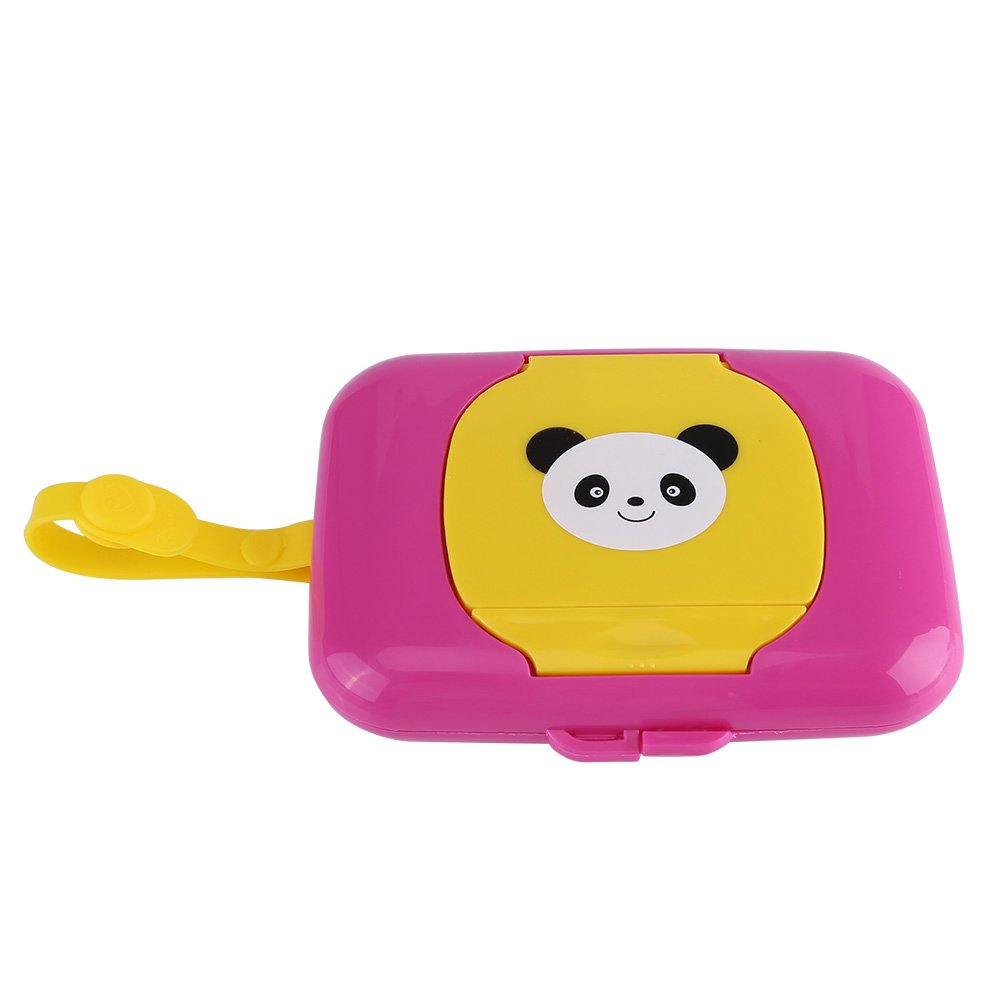 Wet Wipes Storage Box, Baby Portable Wipes Dispenser Travel Refillable Container Tissue Storage Box for Car Bathroom Living Room Outdoor Use (Rose&Yellow)