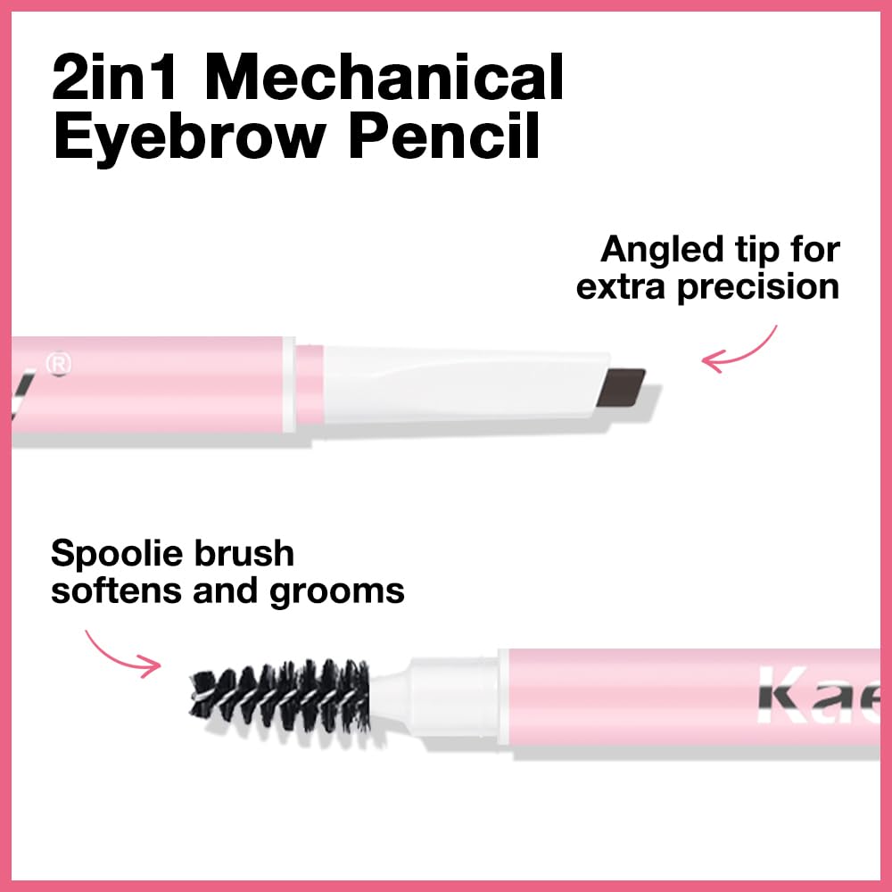 Kaely 2in1 Waterproof Eyebrow Pencil, Longwearing Eye Brow Pencils for Women Makeup, Mechanical Eyebrow Pen with Spoolie Brush, lapiz de cejas a prueba de agua, 05 Medium Brown