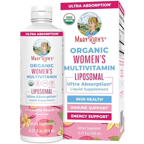 MaryRuth Organics USDA Organic Multivitamin for Women, Sugar Free Womens Multivitamin, Liquid Vitamins for Women, Immune Support Supplement, Ashwagandha, Methylfolate, Vegan, Non-GMO, 15.22 Fl Oz