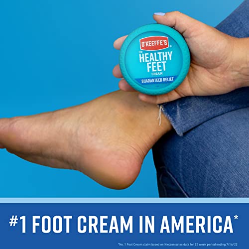 O'Keeffe's for Healthy Feet Foot Cream, Guaranteed Relief for Extremely Dry, Cracked Feet, Instantly Boosts Moisture Levels, 3.2 Ounce Jar, (Pack of 3)
