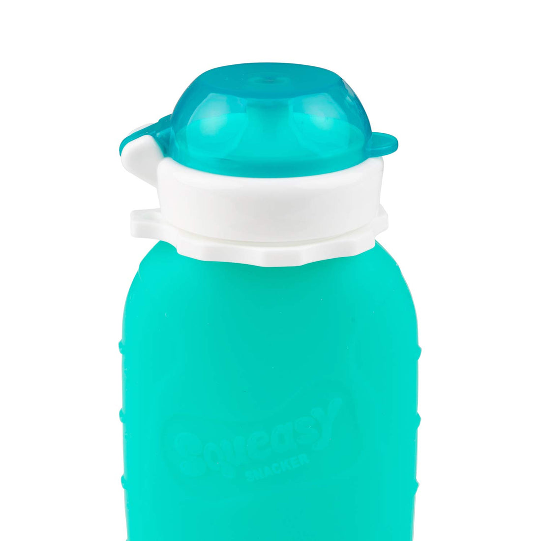 Aqua 6 oz Squeasy Snacker Spill Proof Silicone Reusable Food Pouch - for Both Soft Foods and Liquids - Water, Apple Sauce, Yogurt, Smoothies, Baby Food - Dishwasher Safe