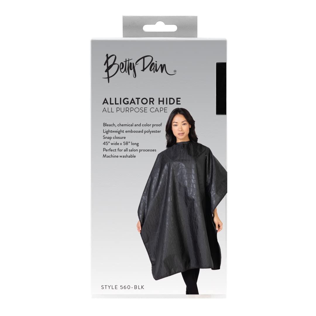Betty Dain Alligator Hide Bleach Proof All Purpose Hair Coloring and Styling Cape, Black, 45 Inch x 60 Inch, 0.6 Pound
