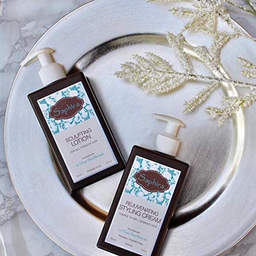 Saphira Rejuvenating Styling Cream for Coarse to Dry / Damaged Hair Enriched with 26 Dead Sea Minerals, Pure Keratin, Vitamin E and Natural Extracts. Paraben-free and Parrafin-free (8.5oz/250ml)