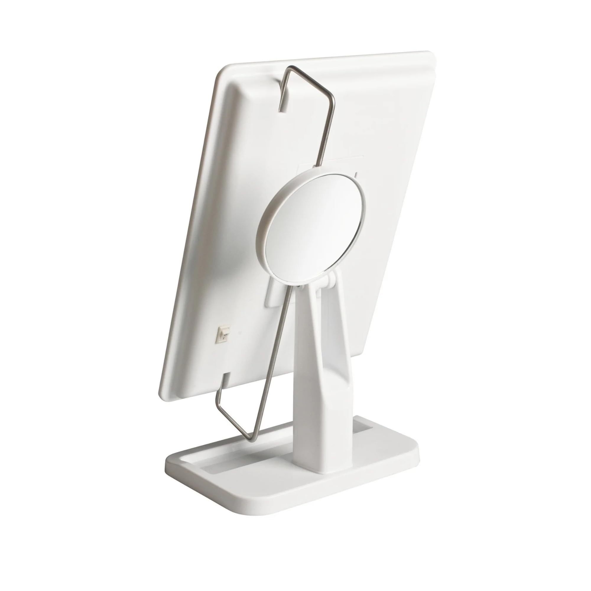 Jerdon JS811W 8-Inch by 11-Inch Rectangular LED Lighted Vanity Mirror with 10x Magnification Spot Mirror, White Finish