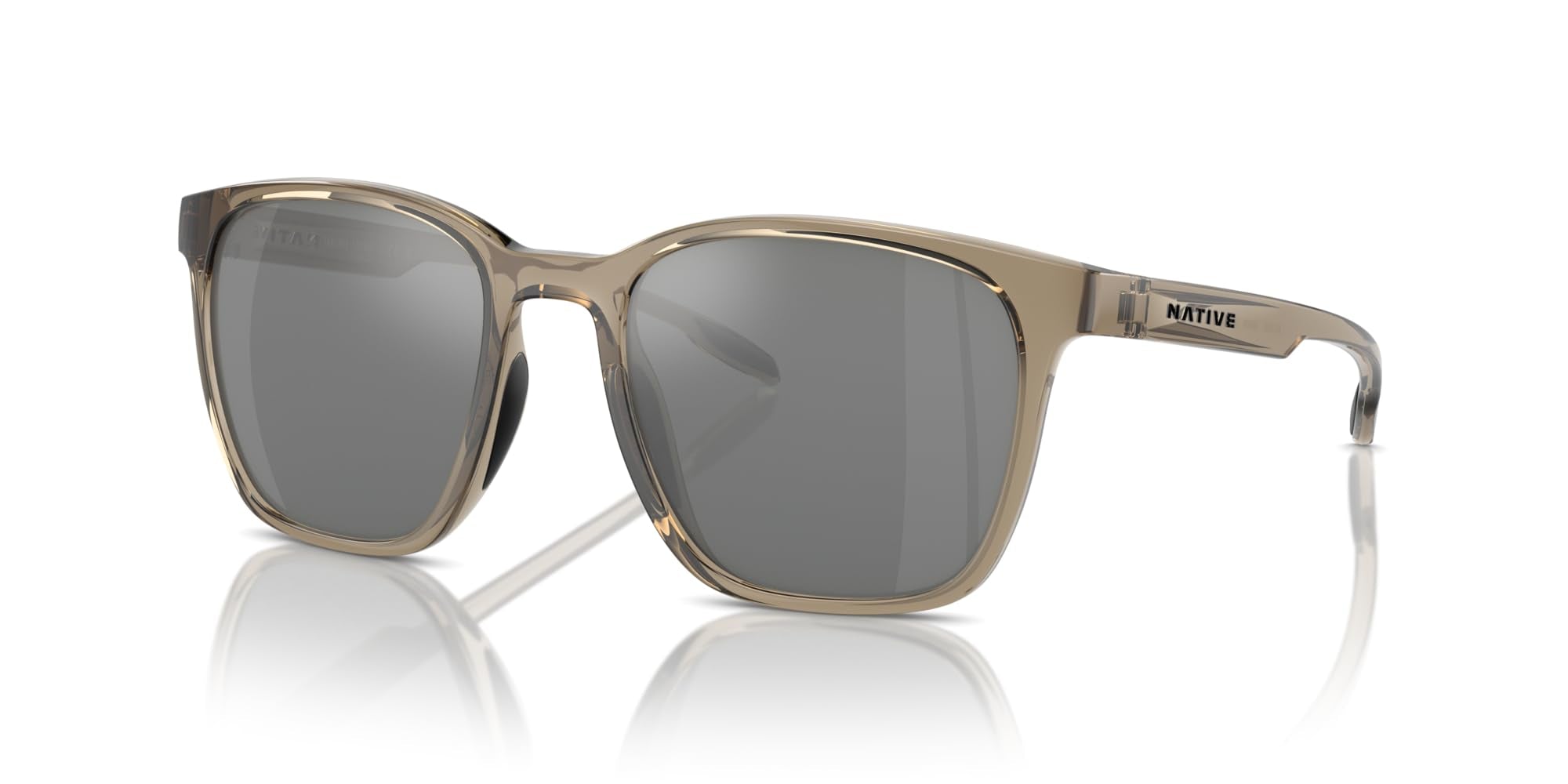 Native Eyewear Targhee Square Sunglasses, Smokey Quartz/Silver Mirrored Polarized, 54 mm