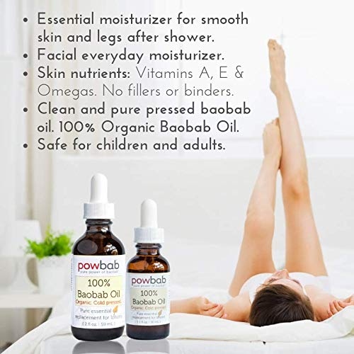 powbab 100% Baobab Oil Cold Pressed - 2 oz. bottle