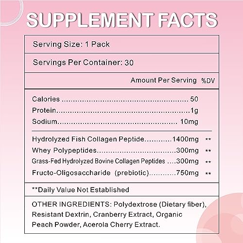 OMOGS Collagen Peptides Powder, with Prebiotics & Cranberry Extract -Hydrolyzed Collagen Peptides Support Hair, Skin, Nail, Joint & Digestive Health, Grass Fed, Non-GMO, for Women & Men