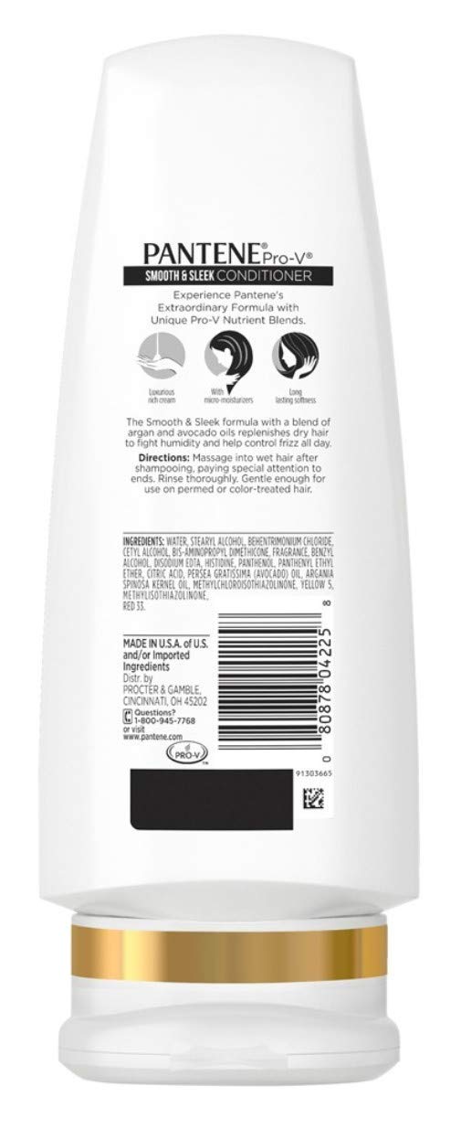 Pantene Pro-V Conditioner, Smooth & Sleek with Argan Oil, 12 Ounce