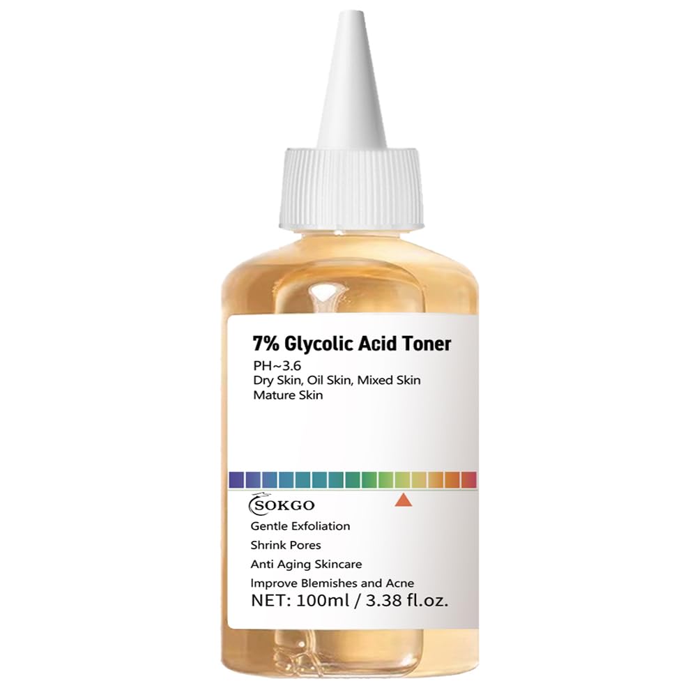 7% Glycolic Acid Exfoliating Toner, Exfoliating Facial Toner, Smooth Skin, Even Tone, Hydrating Formula, Pore Minimizer (Large, Unscented)