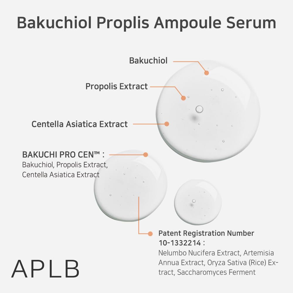 APLB Bakuchiol Propolis Ampoule Serum | BAKUCHI PRO CEN™ 30.7% 1.35 FL.OZ/Korean Skincare, Wrinkle care, Elasticity care, Revitalize for gentle and improve skin texture