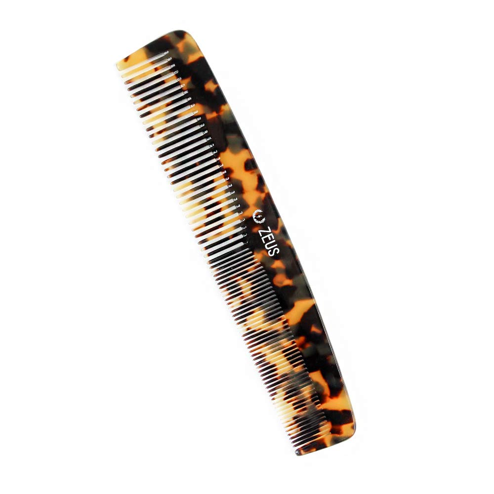 ZEUS 7.5 Handmade Large Hair Comb- Non-Static Acetate (Tortoiseshell)