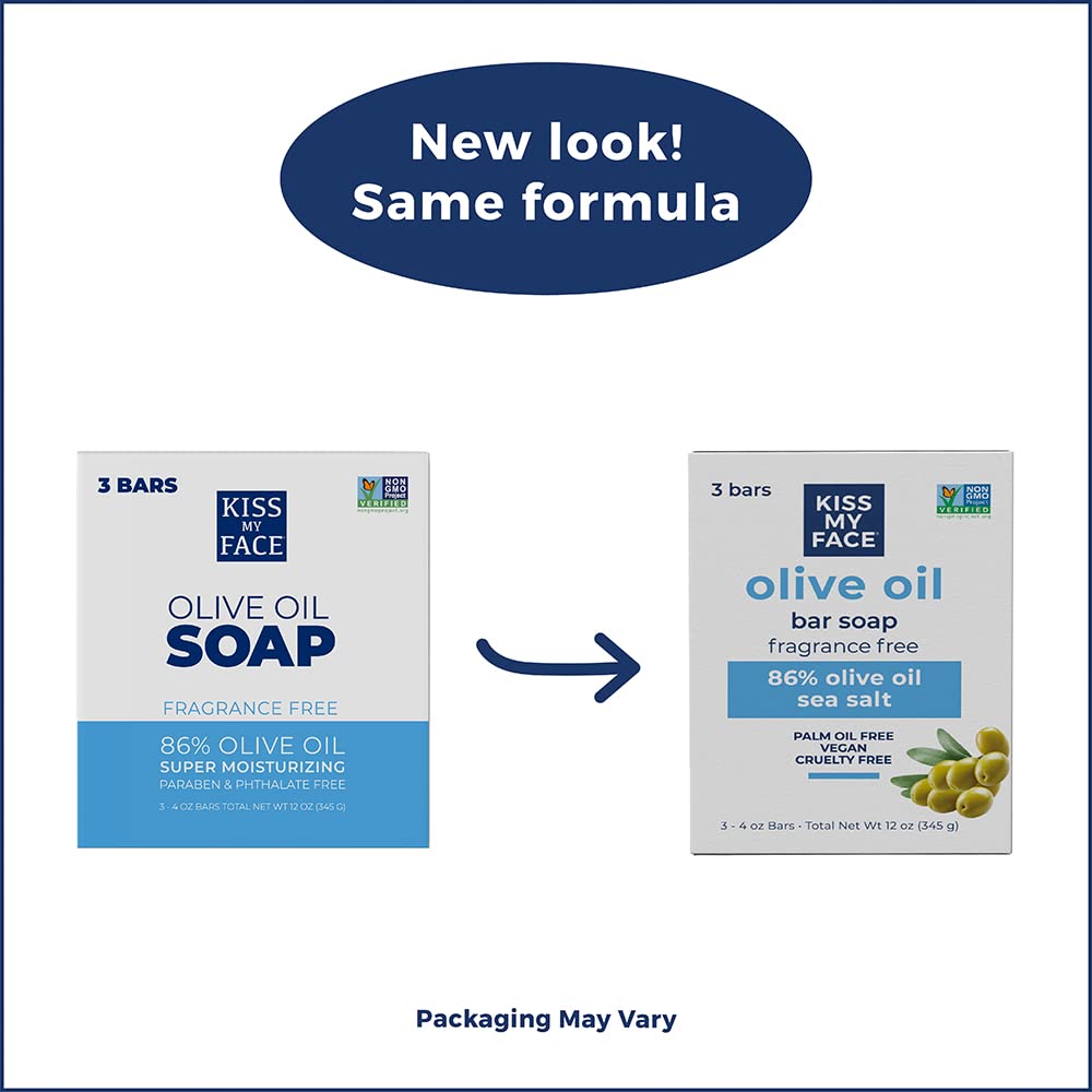 Kiss My Face Bar Soap Pure Olive Oil Fragrance Free - 4 Oz