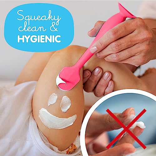 Bumco Baby Bum Brush + Mini Baby Diaper Cream Spatula with Case - BPA-Free Silicone Diaper Spatula with Suction Cup, Wipe-Clean, Mom-Invented Butt Paste Applicator (Pink & Pink)