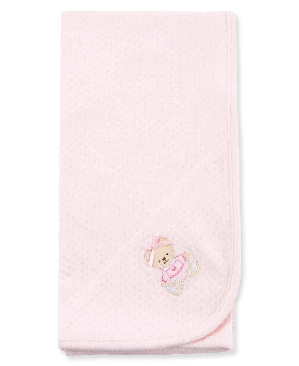 Little Me Unisex Baby Swaddling Receiving Blankets, Pink Sweet Bear, 30 x 27 Inches
