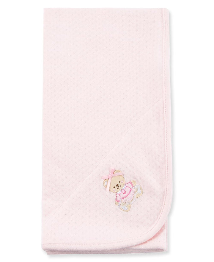 Little Me Unisex Baby Swaddling Receiving Blankets, Pink Sweet Bear, 30 x 27 Inches