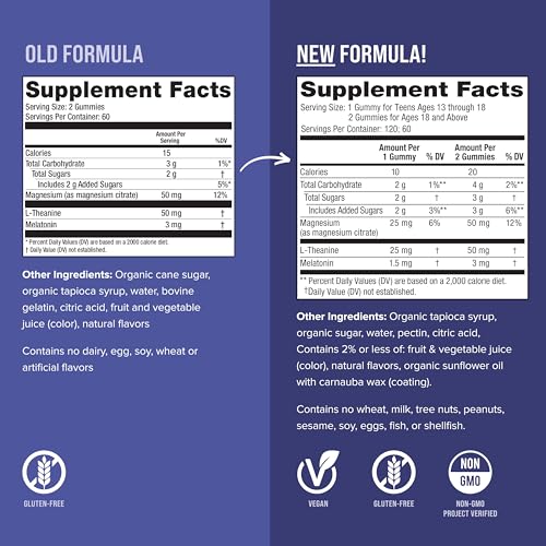 Natural Vitality SLEEP Gummies, Magnesium Supplement With Melatonin and L-Theanine, Vegan, Gluten Free, Helps the Body Ease Into Sleep, Blueberry Pomegranate 120 Count