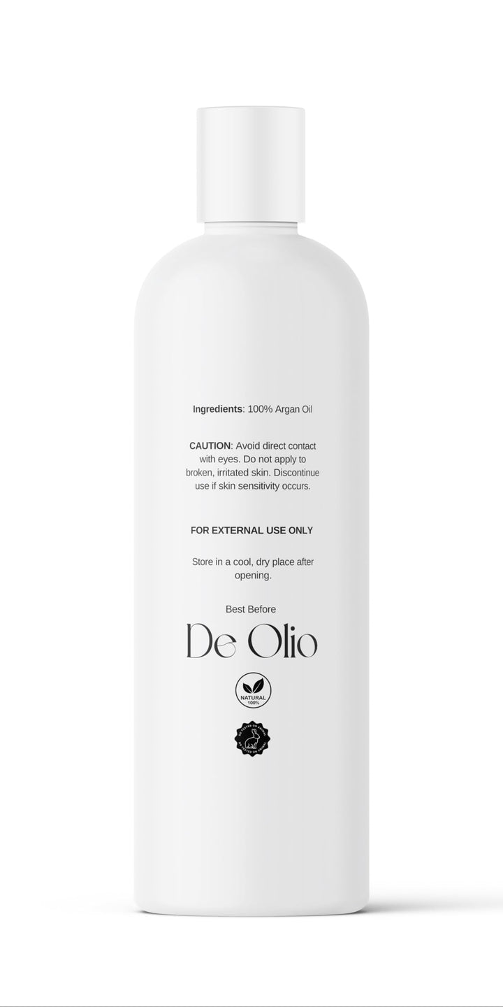 De Olio | Argan Oil of Morocco | 100% Pure & Natural Cold Pressed Argan Oil for Hair, Skin, Face | Refined Moroccan Hair Oil for Moisturizing & Strengthening | 16fl. oz. (473 mL)