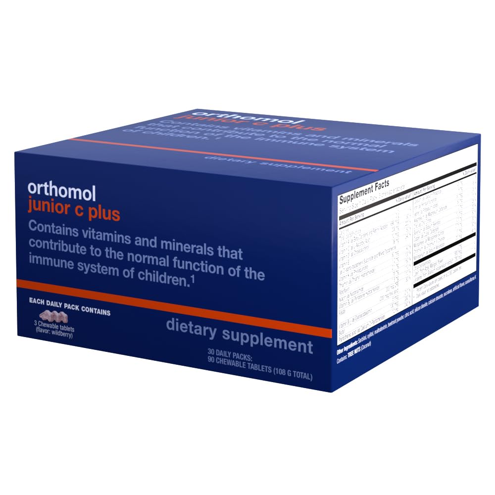 Orthomol Immun Junior C Plus, Kid's Multivitamin, Wildberry Flavor, 30-Day Supply