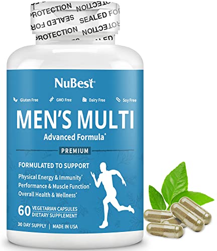 38-in-1 Capsules Asian Ginseng, Ashwagandha, Turmeric, Tongkat Ali, Saw Palmetto, Vitamins, Minerals, Herbals by Men's Multi 18+ - Bones, Muscle Strength, Immune Support - 60 Capsules
