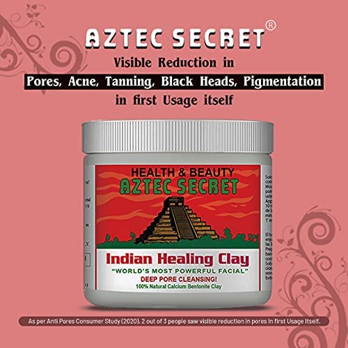 Verem Indian Healing Clay Deep Pore Cleansing Facial & Body Mask Natural Calcium Bentonite For Open Pores Tanning Pigmenration Black Heads Acne UNISEX (454 Grams) (Pack of 3)
