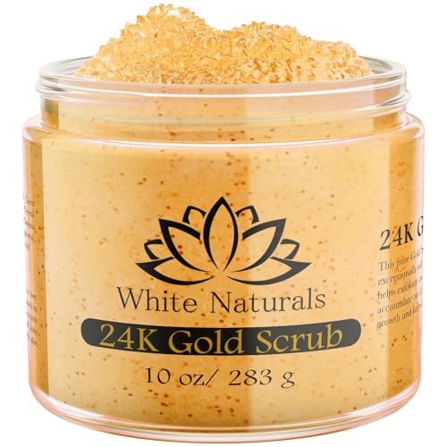 24K Gold Body Scrub, Natural Exfoliating Face Sugar Scrub With Anti-Aging Properties, Pure Skin Moisturizer, Reduce Wrinkles Deep Pore Cleansing Moisturizing Hydrating Skincare, Great Gift for Women