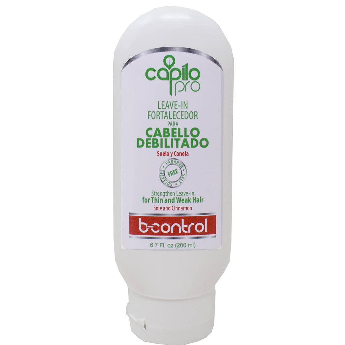 Capilo Pro B-Control Leave-In Conditionerw/Sole and Cinnamon (8 oz Bottle); Paraben Free, Salt Free, Sodium Sulfate Free, Mineral Oil Free and Petrolatum Free