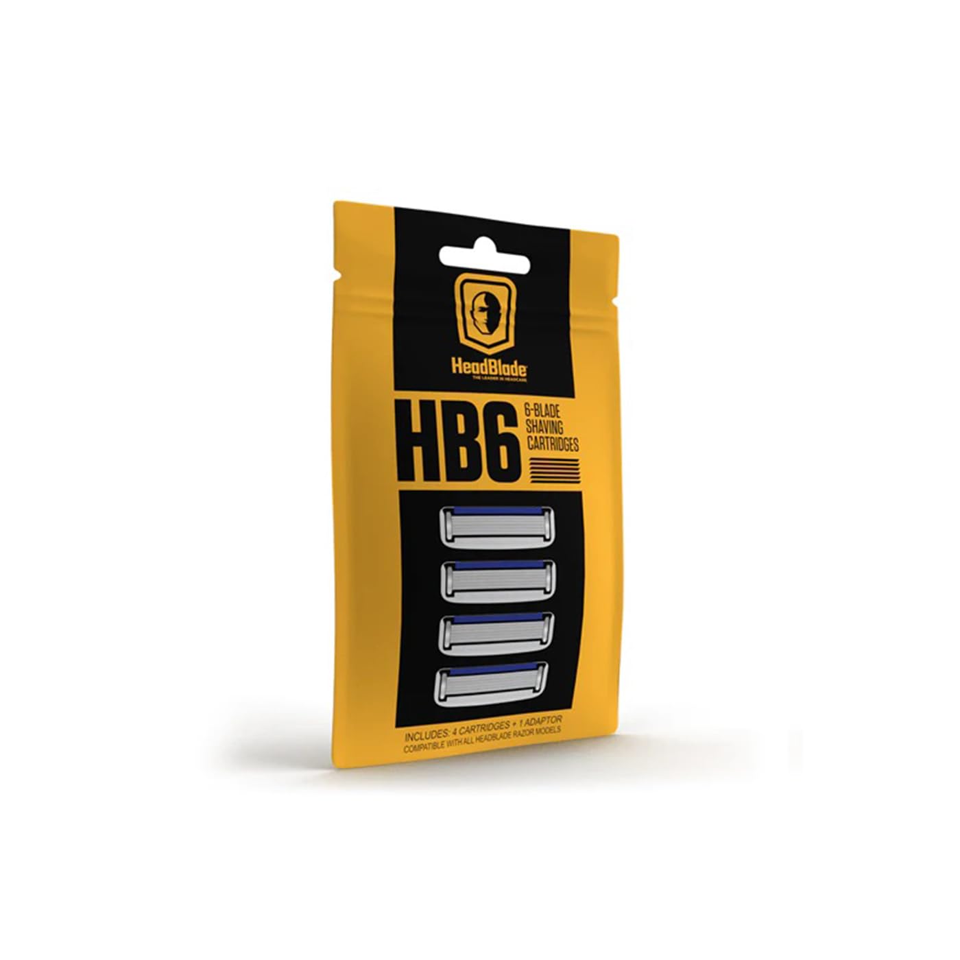 HeadBlade HB6 Refill Blades - 6 Stainless Steel Blades for No Tugging or Pulling, Shave Less, Works for Face, Body, and Scalp