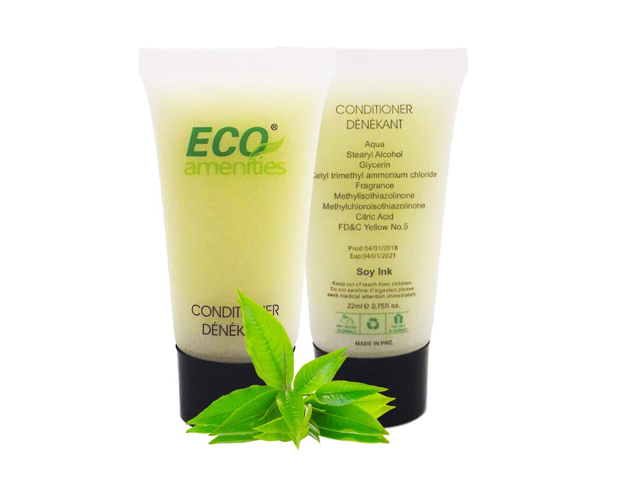 ECO Amenities Travel Size 0.75oz Conditioner (BULK 288 Pack) - 22ml Hotel Conditioner Supplies for Guests - Green Tea Scent Eco Conditioner with Twist Cap, Biodegradable Container