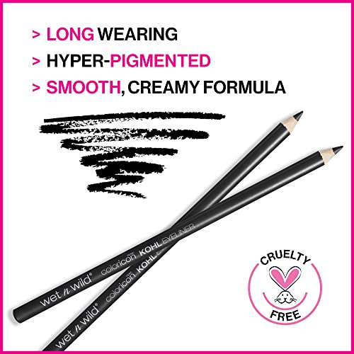 wet n wild Color Icon Kohl Eyeliner Pencil, Rich Hyper-Pigmented Color, Smooth Creamy Application, Long-Wearing Matte Finish Versatility, Cruelty-Free - Baby's Got Black(Packaged)