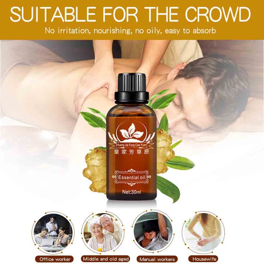 BBSSZYM 2 PACK New Plant Drainage Ginger Essential Oils 100% PURE Natural Oil Antiperspirant Body Care 30ML